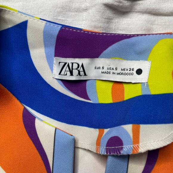 Zara Multicolored Printed Retro Sleeveless Dress Size Small Women's Colorful - Picture 6 of 6